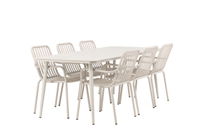 Lina & Peking Rektangulært Spisebord 90 x 200 Beige + Spisestole 2-pak Beige