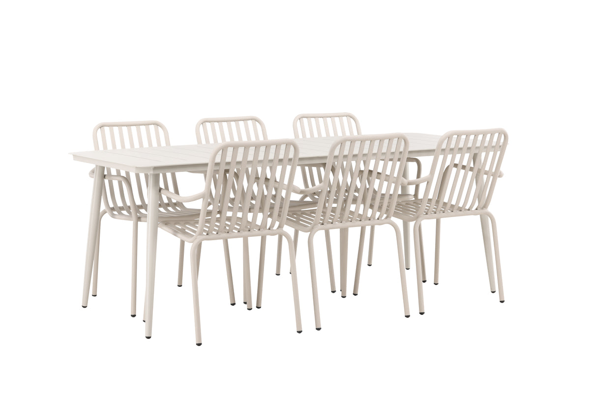 Lina & Peking Rektangulært Spisebord 90 x 200 Beige + Spisestole 2-pak Beige