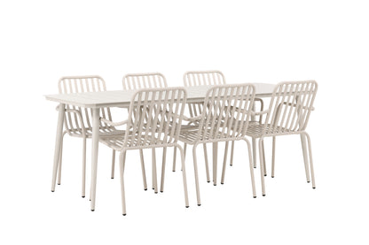 Lina & Peking Rektangulært Spisebord 90 x 200 Beige + Spisestole 2-pak Beige