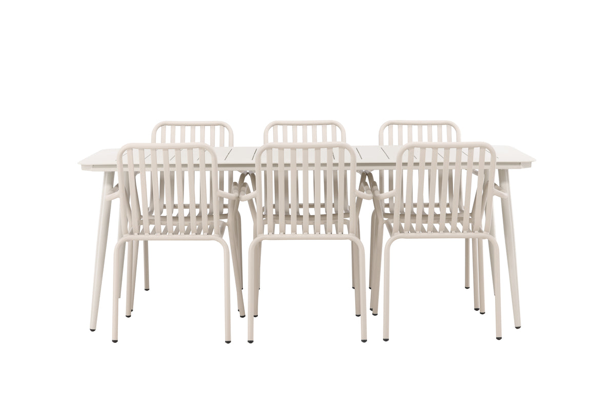 Lina & Peking Rektangulært Spisebord 90 x 200 Beige + Spisestole 2-pak Beige