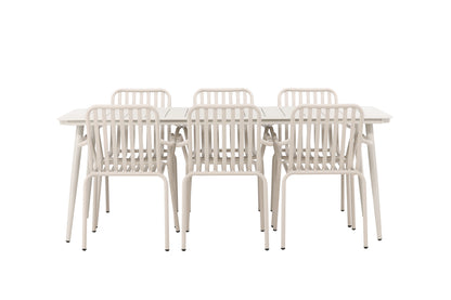 Lina & Peking Rektangulært Spisebord 90 x 200 Beige + Spisestole 2-pak Beige