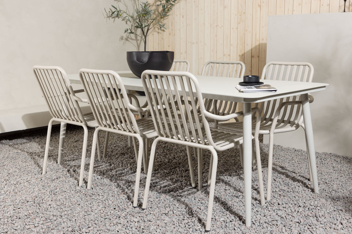 Lina & Peking Rektangulært Spisebord 90 x 200 Beige + Spisestole 2-pak Beige