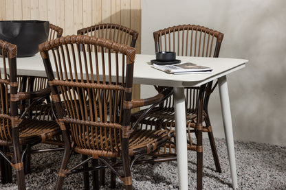 Lina & Galera Rektangulært Spisebord 200 x 90 Beige + Spisestole Brun