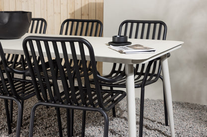 Lina & Peking Rektangulært Spisebord 90 x 200 Beige + Spisestole 2-pak Sort