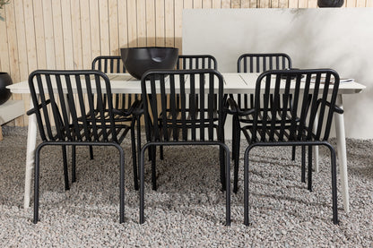 Lina & Peking Rektangulært Spisebord 90 x 200 Beige + Spisestole 2-pak Sort