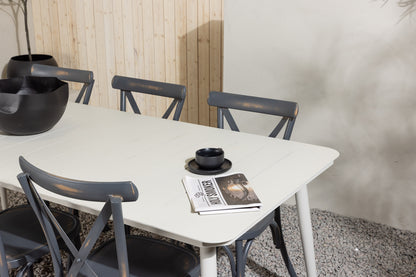 Rektangulært spisebord 200 x 90 Beige + Spisebordsstol 2-pak Mørkegrå