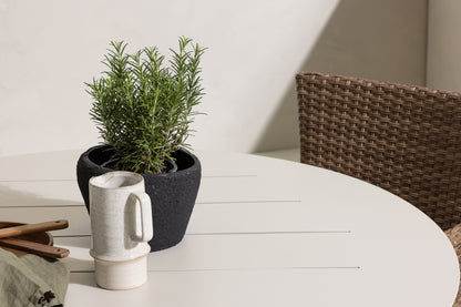 Rundt spisebord 120 Beige + Spisebordsstol 2-pak Natur