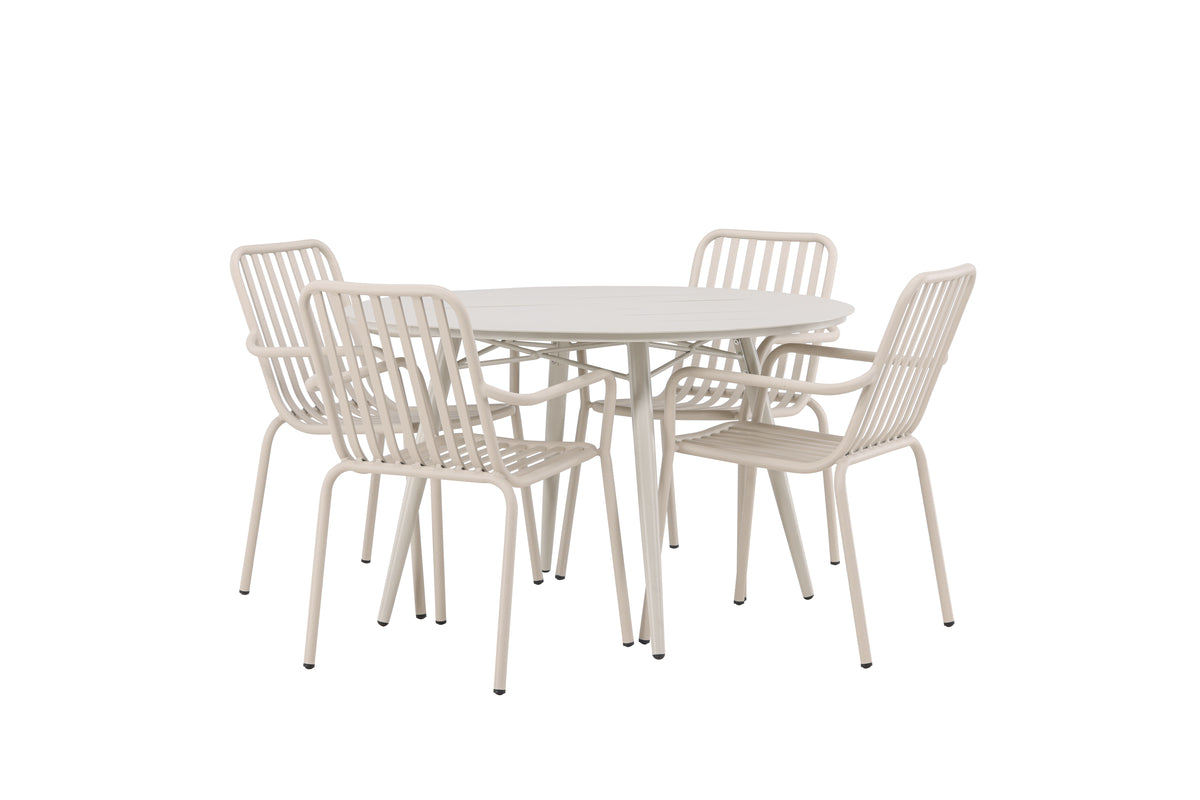 Rundt spisebord 120 Beige + Spisebordsstol 2-pak Beige