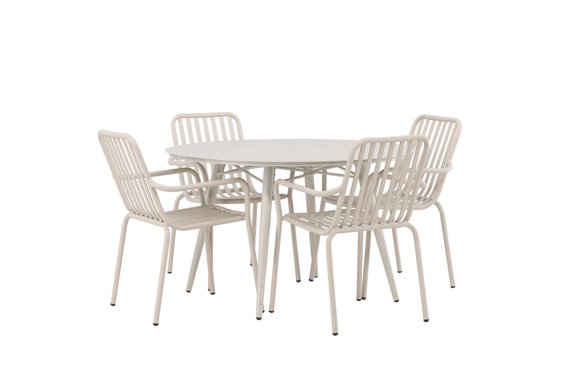 Rundt spisebord 120 Beige + Spisebordsstol 2-pak Beige
