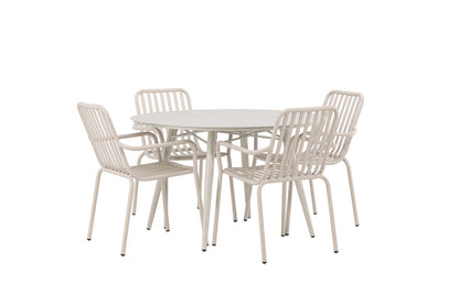 Rundt spisebord 120 Beige + Spisebordsstol 2-pak Beige