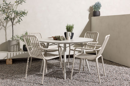 Rundt spisebord 120 Beige + Spisebordsstol 2-pak Beige