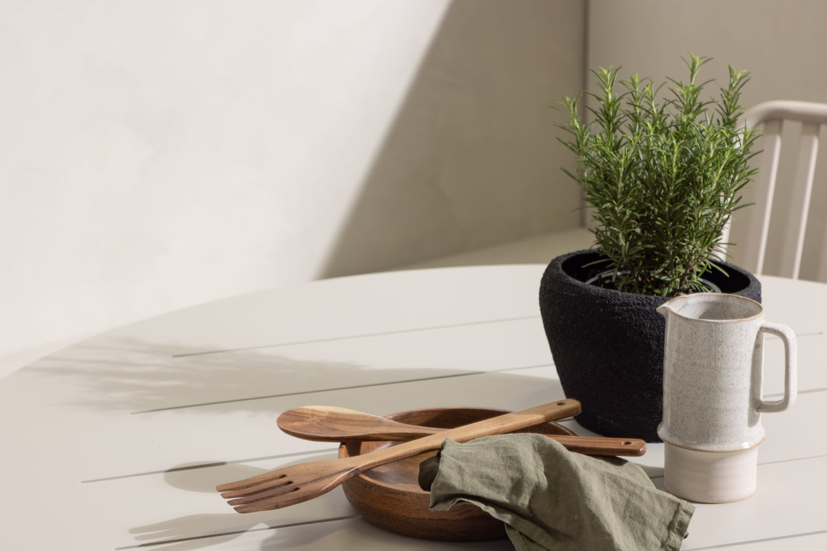 Rundt spisebord 120 Beige + Spisebordsstol 2-pak Beige