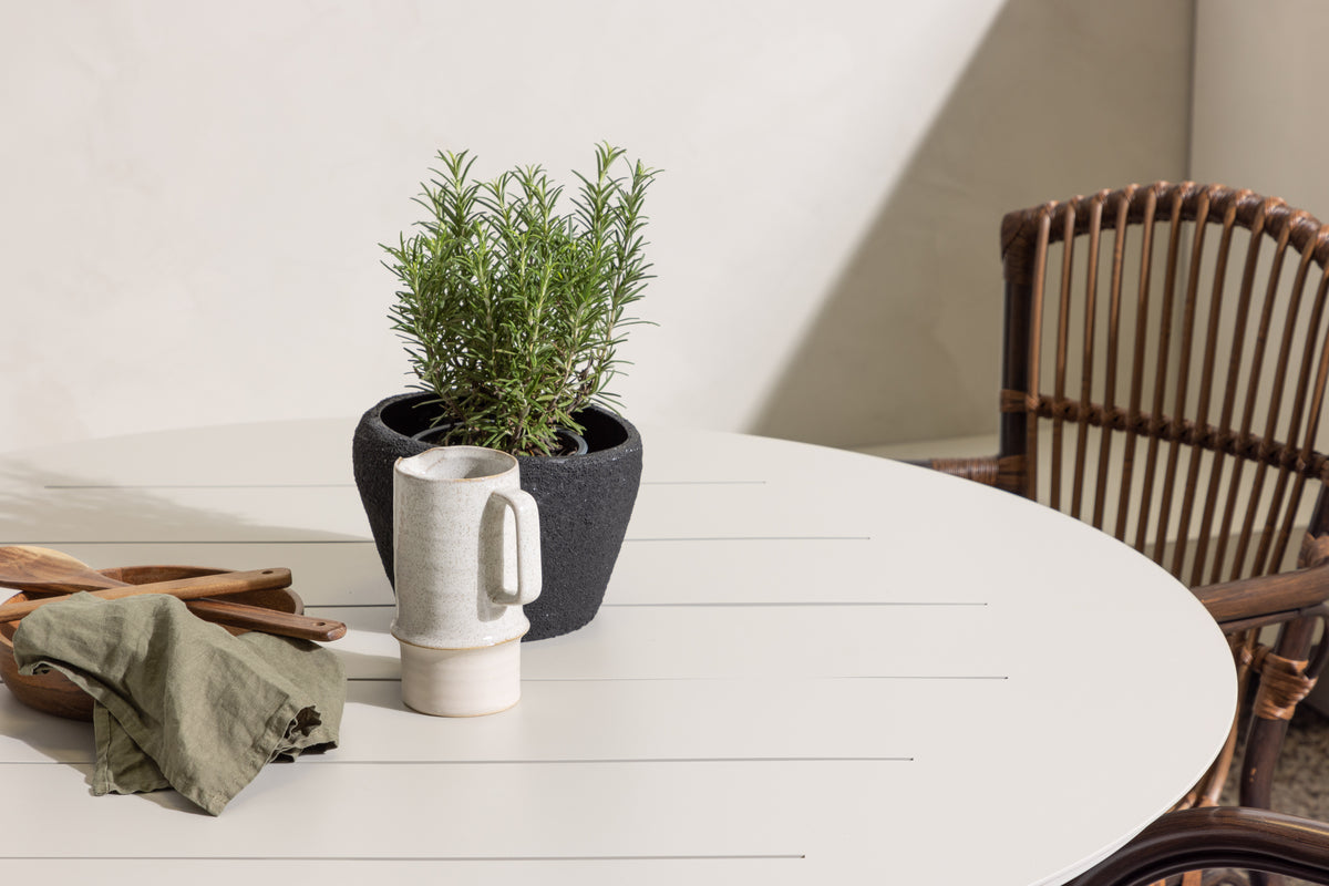 Rundt spisebord 120 Beige + Spisestol Brun