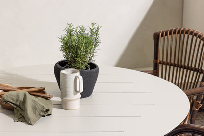 Rundt spisebord 120 Beige + Spisestol Brun