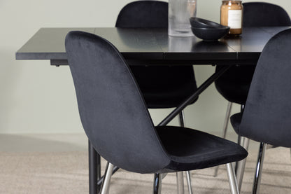 Rektangulært spisebord 200 x 90 Sort + Spisebordsstol 2-pak Sort