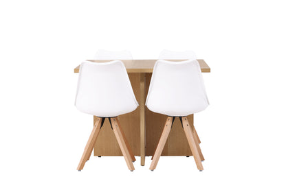 Leo & Zeno Rektangulært Spisebord 100 x 100 Lysgrå + Spisebordsstole 2-pak Hvid