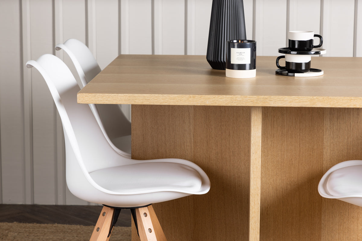 Leo & Zeno Rektangulært Spisebord 100 x 100 Lysgrå + Spisebordsstole 2-pak Hvid