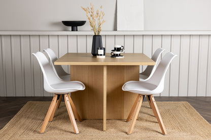 Leo & Zeno Rektangulært Spisebord 100 x 100 Lysgrå + Spisebordsstole 2-pak Hvid