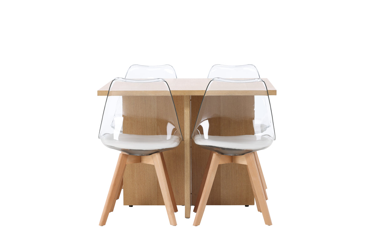 Spisebordsstol 2-pak Natur + Rektangulært Spisebord 100 x 100 Natur