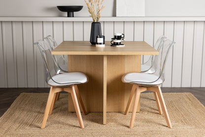 Spisebordsstol 2-pak Natur + Rektangulært Spisebord 100 x 100 Natur