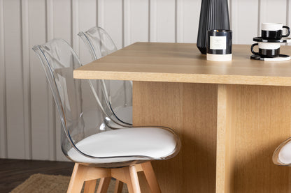 Spisebordsstol 2-pak Natur + Rektangulært Spisebord 100 x 100 Natur