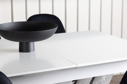 Rektangulært spisebord 120 x 80 Hvid + Spisebordsstol 2-pak Sort