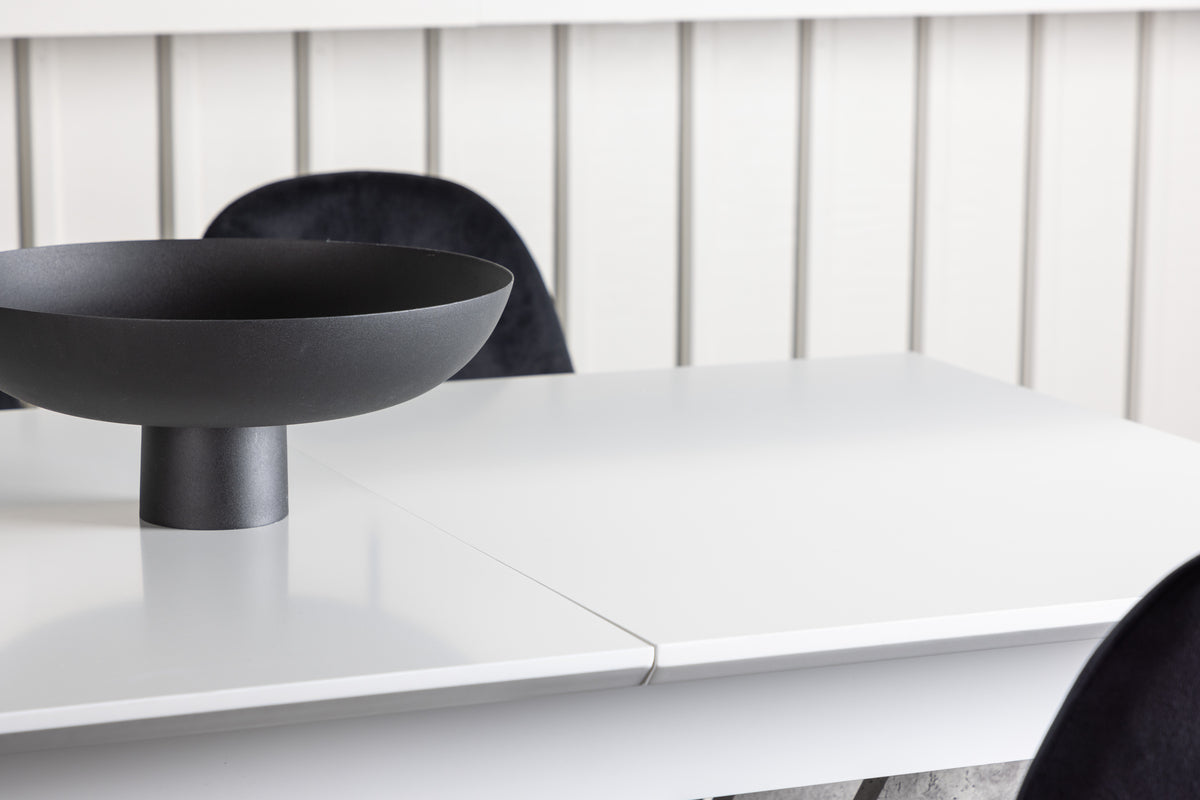 Spisebordsstol 2-pak Sort + Rektangulært Spisebord 120 x 80 Hvid