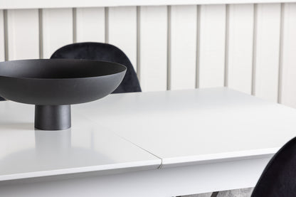 Spisebordsstol 2-pak Sort + Rektangulært Spisebord 120 x 80 Hvid