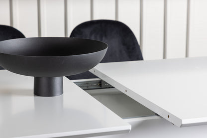 Spisebordsstol 2-pak Sort + Rektangulært Spisebord 120 x 80 Hvid