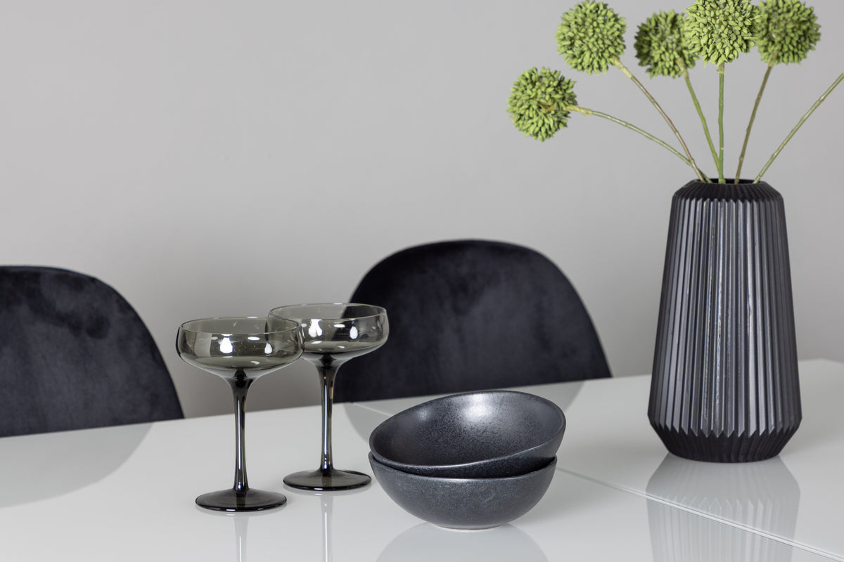 Spisebordsstol 2-pak Sort + Rektangulært Spisebord 120 x 90 Hvid