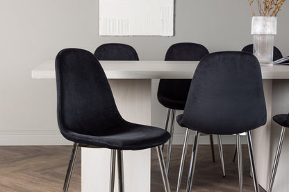 Spisebordsstol 2-pak Sort + Rektangulært spisebord 200 x 90 Hvid