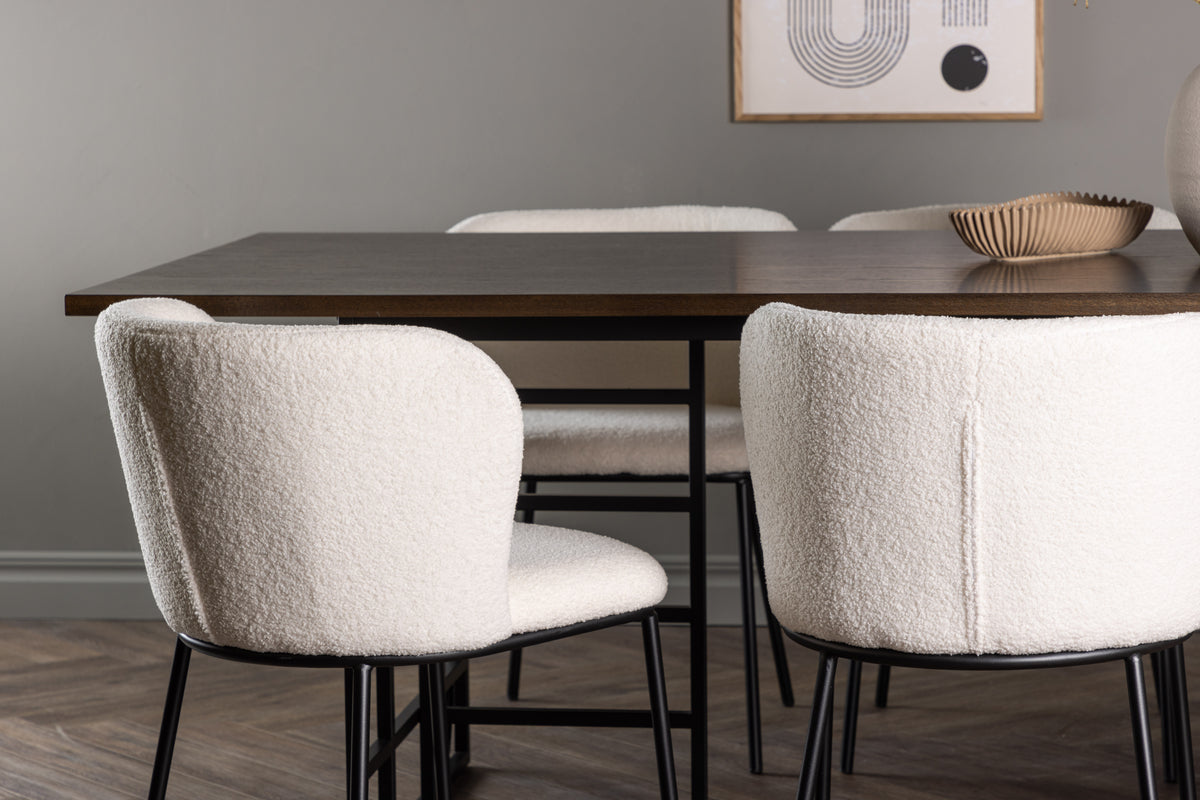 Rektangulært spisebord 220 x 100 Mocca + Spisebordsstol 2-pak Hvid