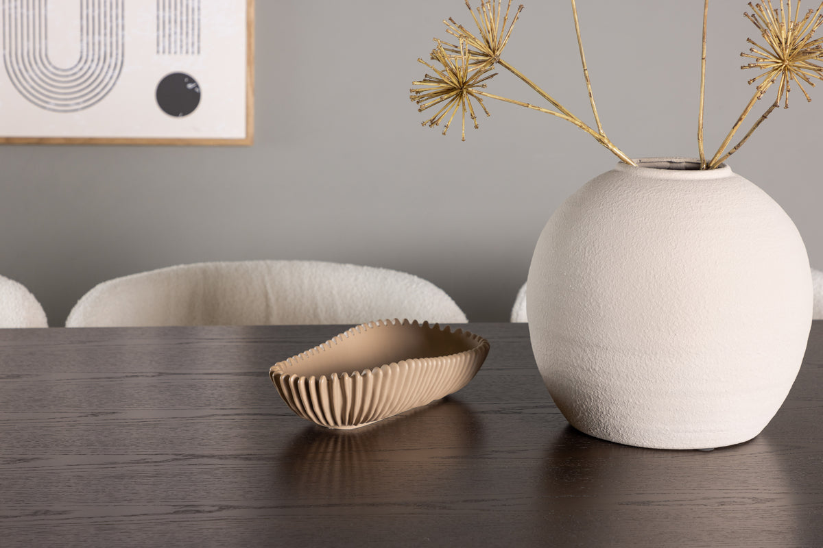 Rektangulært spisebord 220 x 100 Mocca + Spisebordsstol 2-pak Hvid