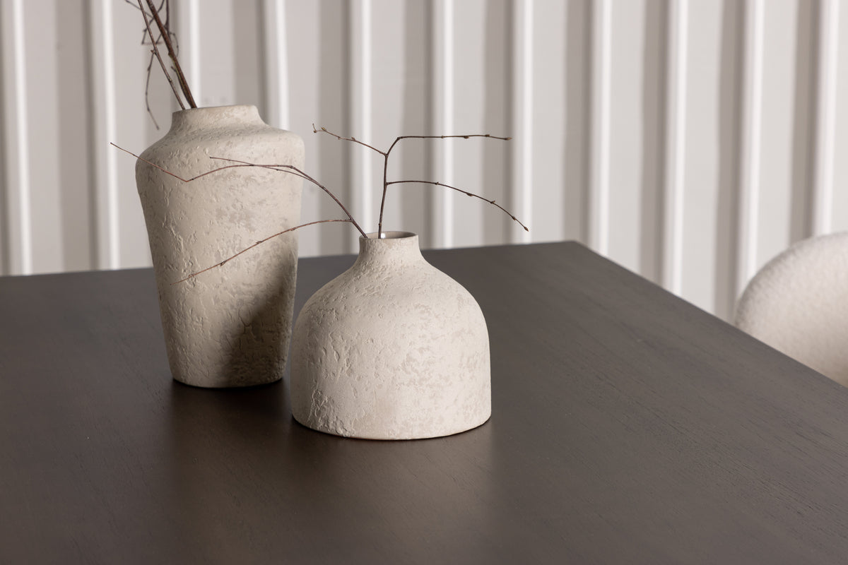 Rektangulært spisebord 120 x 80 mørkebrun + spisebordsstol 2-pak hvid