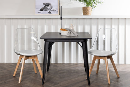 Rektangulært spisebord 80 x 80 Sort + Spisestol 2-pak Natur