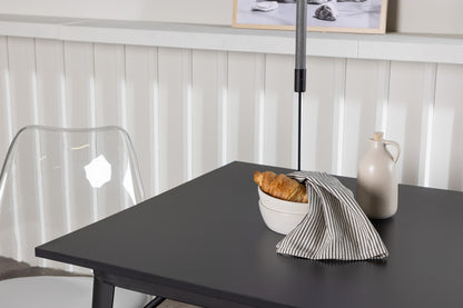 Rektangulært spisebord 80 x 80 Sort + Spisestol 2-pak Natur