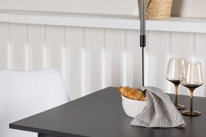 Rektangulært spisebord 80 x 80 Sort + Spisebordsstol 2-pak Hvid