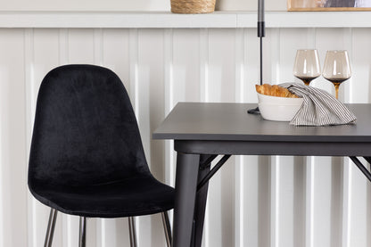 Rektangulært spisebord 80 x 80 Sort + Spisebordsstol 2-pak Sort