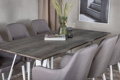 Marina & Comfort Rektangulært Spisebord 180 x 75 x 90 Grå + Spisestole 2-pak Grå