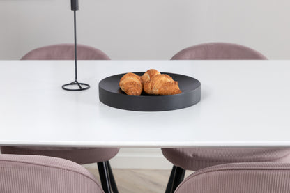 Spisebordsstol 2-pak Dusty Pink + Rektangulært spisebord 240 x 100 Hvid