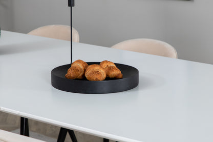 Spisebordsstol 2-pak Beige + Rektangulært spisebord 240 x 100 Hvid