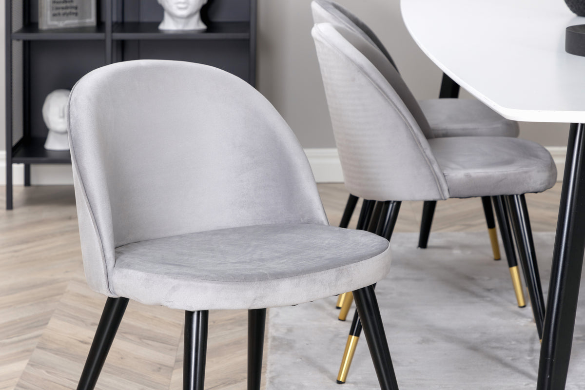 Spisebordsstol 2-pak Grå + Rektangulært Spisebord 240 x 100 Hvid