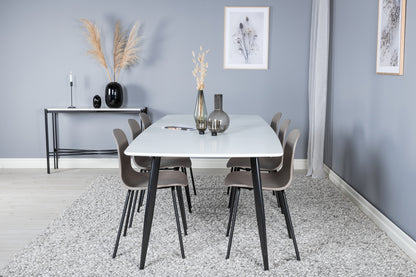 Spisebordsstol 2-pak Beige + Rektangulært spisebord 240 x 100 Hvid