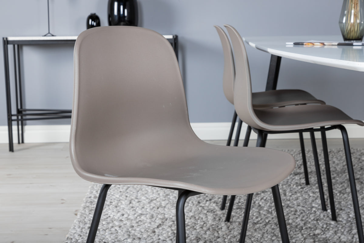 Spisebordsstol 2-pak Beige + Rektangulært spisebord 240 x 100 Hvid