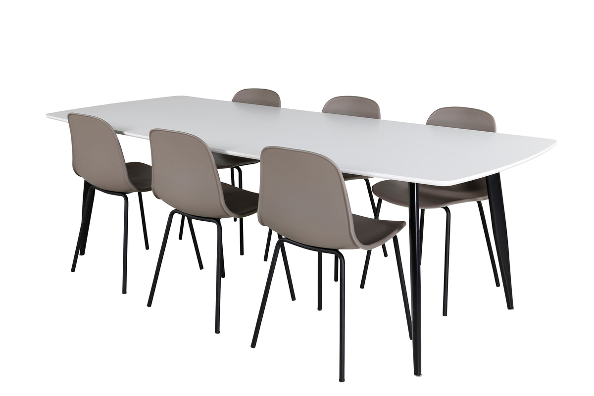 Spisebordsstol 2-pak Beige + Rektangulært spisebord 240 x 100 Hvid