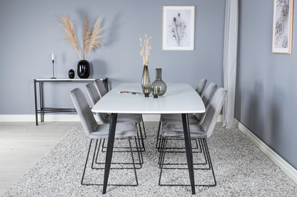 Spisebordsstol 2-pak Grå + Rektangulært Spisebord 240 x 100 Hvid