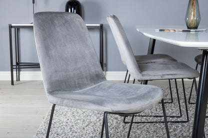 Spisebordsstol 2-pak Grå + Rektangulært Spisebord 240 x 100 Hvid