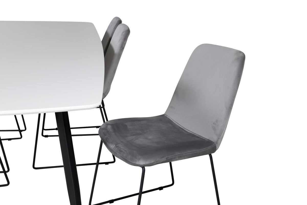 Spisebordsstol 2-pak Grå + Rektangulært Spisebord 240 x 100 Hvid
