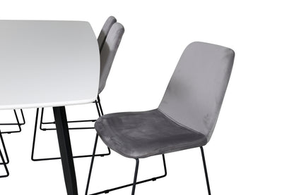Spisebordsstol 2-pak Grå + Rektangulært Spisebord 240 x 100 Hvid