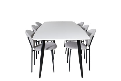 Vault & Polar Spisebordsstole 2-pak Grå + Rektangulært Spisebord 100 x 240 Hvid